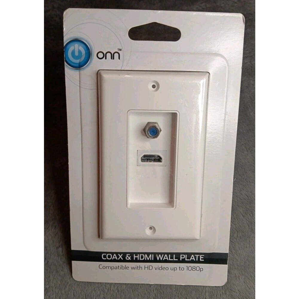 Coax & HDMI Wall Plate Single Gang Compatible Video Up To 1080p White